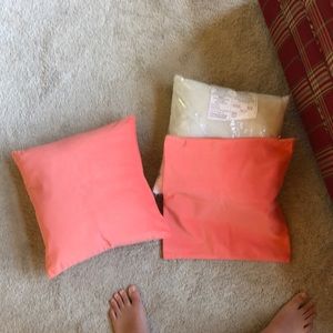 Two Brand New Salmon Throw Pillows